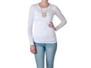 Active Basic Women s Long Sleeve Crewneck Cotton Top White Size Medium