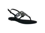 Bamboo Womens Cope Rhinestone detailed T strap Sandals Black Size 6.5