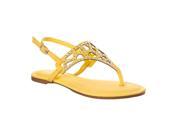 Riverberry Womens Cope Rhinestone detailed T strap Sandals Lemon Size 6