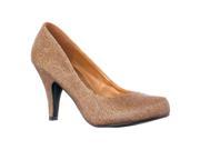 Flourish Women s Janet 05 Glitter Round Toe Mid heel Pumps Gold Glitter Size 6