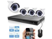 R Tech 4 x 2MP 1080P High Defination Bullet IP Cameras Security System 8 Channel NVR With 1TB HDD Installed Built in PoE Plug and Play Compatible with Hikvi