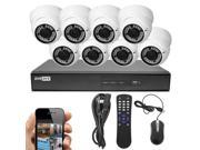 R Tech 8 2MP Dome White HD TVI Camera Security System Including 8 Channel 1080p DVR with 2TB HDD