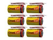 6x OmniCel ER26500 3.6V 8.5Ah Sz C Lithium Battery Wire Leads AMR Backup