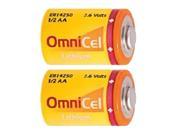 2x OmniCel ER14250 3.6V 1 2AA Lithium Standard Battery Button Top AMR Backup