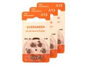 Hearing Aid Battery A13 B6_18 Evergreen 18pk Size A13 Zinc Air 1.4V