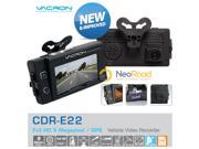 VACRON All In One Vehicle Video Recorder CDR E 22 TRUE 1080P 30fps 720P 60fps Full HD Car Black Box with GPS 3 TFT Hi Res LCD Display remote control etc. Ea