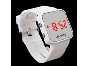 White Sport Style Mirror Surface Silicone LED Digital Watch for Women and Men
