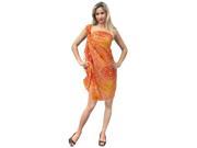 La Leela Printed Beach Swim Hawaiian Sarong Cover up Orange