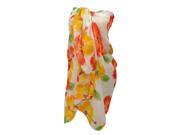 La Leela Bright yellow And Orange Floral Printed White Swim Hawaiian Sarong Pareo