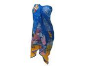 La Leela Sea Printed Swim Swim Hawaiian Sarong Cover up Pareo Blue