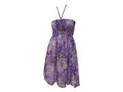 La Leela Polka Dots Printed Halter Short Tube Dress Purple