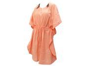 La Leela Light Orange Chain Stitch Soft Cotton Caftan Beach Cover up Kaftan