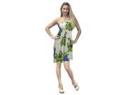 La Leela Floral Printed White Halter Short Tube Dress Backless Blue