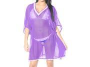 La Leela Lace Worked Sheer Beach Cover up Violet
