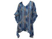 La Leela Animal Skin Printed Beach Swim Cover up Kaftan Blue