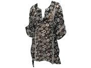 La Leela Sheer Black Circle Printed Tube Beach Swim Cover up Kaftan