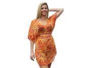 La Leela Polka Dot Printed Sheer Bech Swim Cover up Kaftan Orange