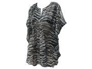 La Leela Black Grey Animal Skin Printed Tube Kaftan Beach Swim Cover up