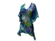 FLORAL Swim Beachwear Swimsuit Women s Sheer Chiffon Bikini Cover up Dress Blue