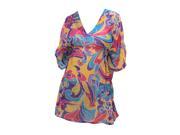 La Leela SUPER LIGHTWEIGHT Chiffon Abstract Beach Swimsuit Bikini Coverup Purple