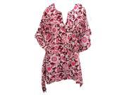 Women Beachwear Swimsuit Swimwear Dress Cover up Printed Pink 1214 US 12 14