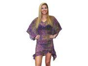 La Leela LIGHTWEIGHT Chiffon Repeat Block Beach Kaftan Cover up Women Purple