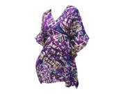 La Leela Likre Abstract Art Shade Beach Kaftan Bikini Cover up Women Wrap Purple