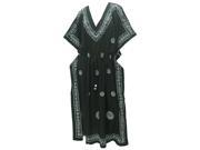 RAYON Partywear Embroidery PLUS Size Night Gown Long Lounge Caftan Black Dress