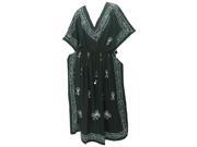 Casual Beachwear Rayon Embroidered Night Long Caftan Black Beach Dress L 1XL