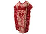 La Leela Mask Printed Batik 100% Cotton Plus Size Long Kaftan Caftan Sleepwear