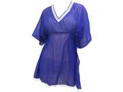 La Leela Sheer Chiffon Designer Lace Worked Beach Tube Cover up Tunic R_Blue