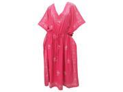 Pink Beachwear Rayon HAND Embroidered Nightwear Long Beach Caftan Women L 4XL