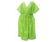 V Neck RAYON Casual Embroidered Partywear Long Lounge Caftan Beach Dress Green