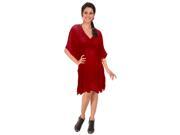 La Leela Lightweight Solid Resortwear Swimwear Kaftan Cover up Red