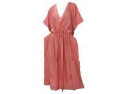 Kimono Loose Fit RAYON Embroidered Sleepwear PLUS Maxi Dress Long Caftan Peach