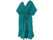 Green Embroidered Rayon Swimwear Swimsuit Beach Evening Dress Maxi Cover Caftan