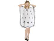 La Leela White Chain Stitch Plus Size Night Gown Kaftan Caftan Beach Cover up