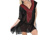 La Leela Embroidered Partywear Sheer Chiffon Beach Swim Cover up Red
