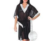 La Leela Designer White Sequin Embroidered Chiffon Beach Swim Cover up Black