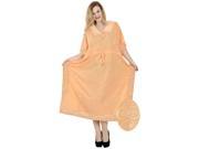 RAYON HAND Embroidered Drawstring PLUS Size Long Lounge Caftan Orange Casual