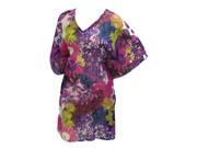 La Leela Chiffon Allover Floral Print Partywear Beach Swim Kaftan Cover up Multi