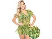 La Leela LIGHTWEIGHT CHIFFON Paisley Design Beach Kaftan Cover up Women Green