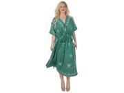 RAYON HAND Embroidered Lace Work PLUS Size Long Beach Lounge wear Caftan Green