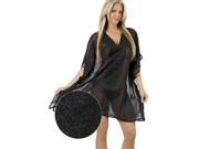 La Leela Sheer Chiffon Black Color Sequin Embroidered Swim Cover up Beach Swim