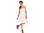 La Leela Solid Partywear RAYON LARGE Smocked Casual White Tube Dress Women 0 14