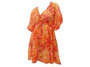 La Leela Polka Dot Printed Beach Swim Cover up Caftan Orange