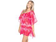 La Leela Self Printed Chiffon Beach Swim Kaftan Cover up Pink