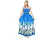 La Leela Cover Up Women Beach Wear Maxi Soft Likre Halter Long Tube Dress Blue