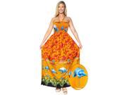 La Leela Women Soft Likre Halter Beach Wear Maxi Long Tube Dress Cover Up Orange