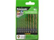 Kawasaki® 10 pc Titanium Coated HSS Twist Drill Bit Set 841616